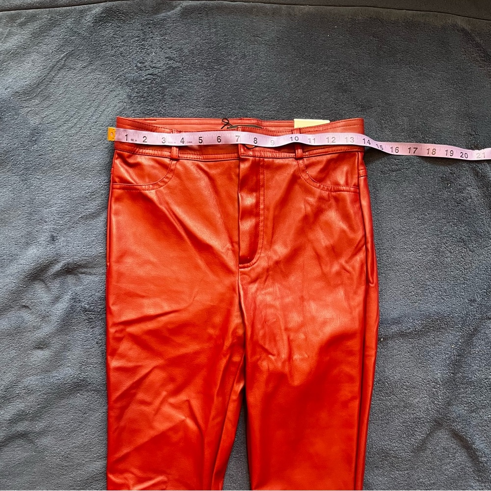 NWT Zara women’s Burgundy High Rise Leather Leggings Size S - Picture 6 of 11